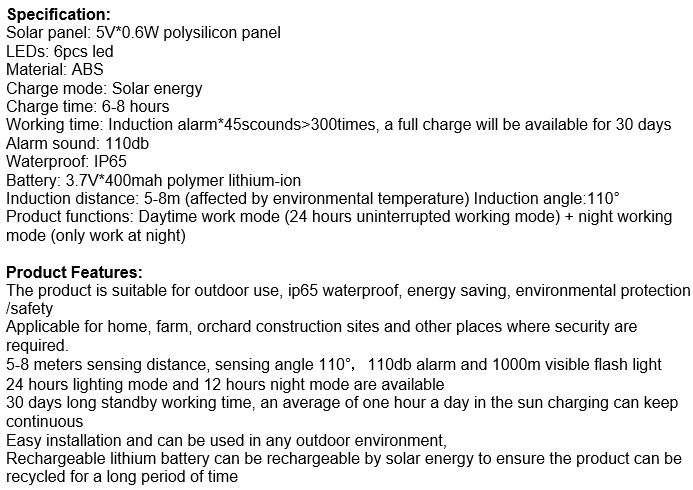 Waterproof Motion Sensor LED SOLAR ALARM LIGHT - Your all-in-one Security Necessity