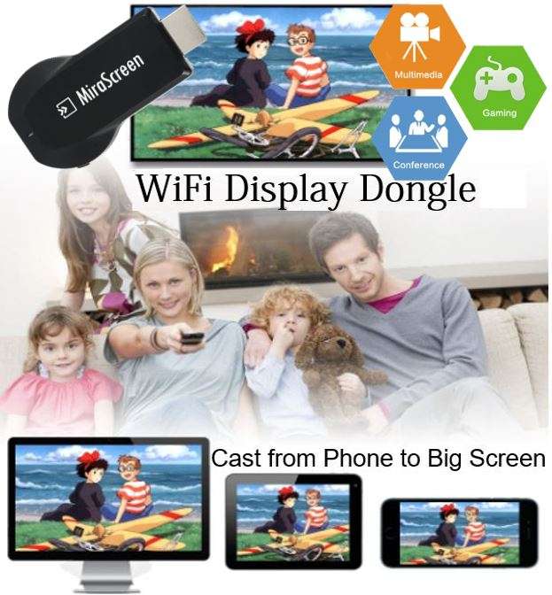 Full HD Mirascreen WIFI Display Dongle - Cast from Phone to Big Screen