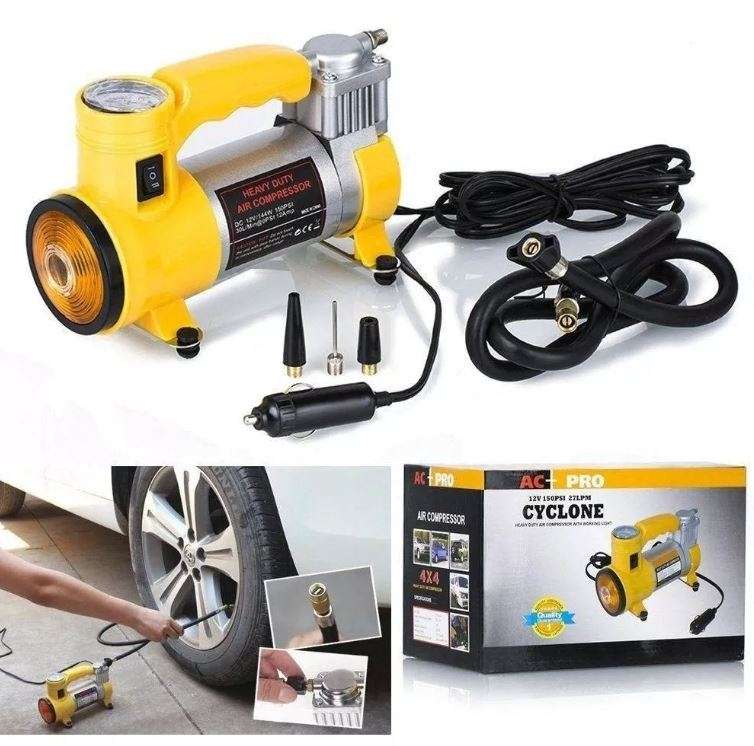 12V Heavy Duty 150 PSI Air Compressor with super bright Flashlight