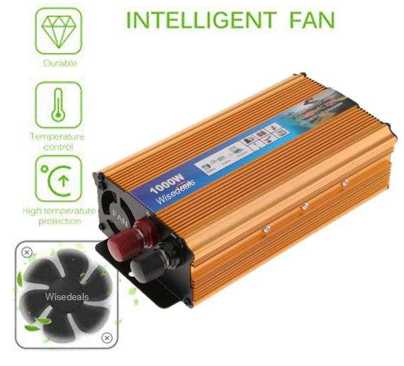 Solar Power Inverter - Convert 12V DC to 220V AC - 1000W Continious Power & 2000W Peak Power)