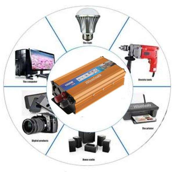 Solar Power Inverter - Convert 12V DC to 220V AC - 1000W Continious Power & 2000W Peak Power)