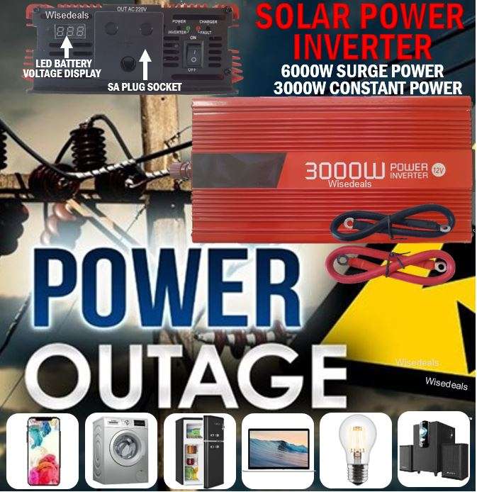 LARGE 3000W Inverter  3000W Constant Power & 6000W Surge Power, Convert 12V DC to 220V AC
