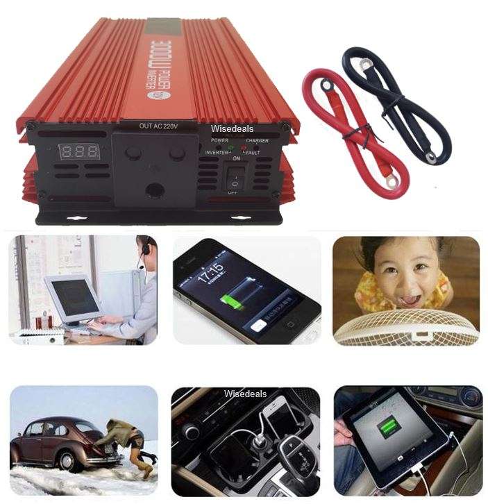 LARGE 3000W Inverter  3000W Constant Power & 6000W Surge Power, Convert 12V DC to 220V AC