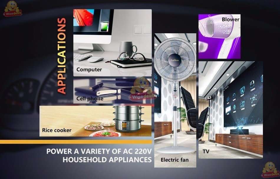 Solar Power Inverter - 2000W Constant Power & 4000W Surge Power, Convert 12V DC to 220V AC