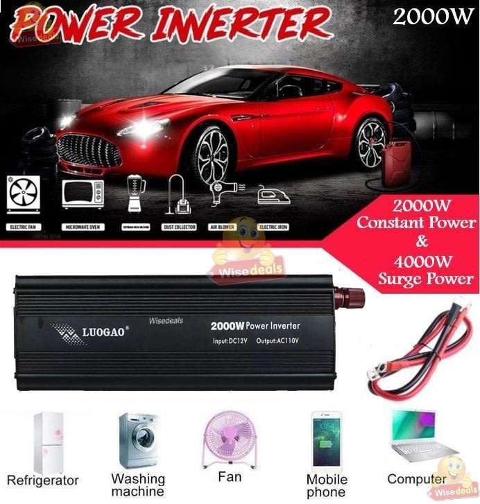 Solar Power Inverter - 2000W Constant Power & 4000W Surge Power, Convert 12V DC to 220V AC
