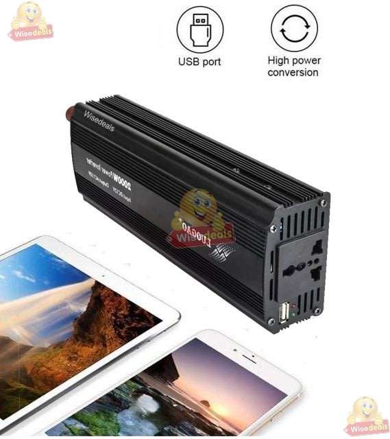 Solar Power Inverter - 2000W Constant Power & 4000W Surge Power, Convert 12V DC to 220V AC