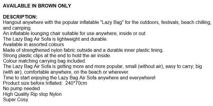 Inflatable Air sofa with Carry Bag, No pump needed, Lightweight and Durable