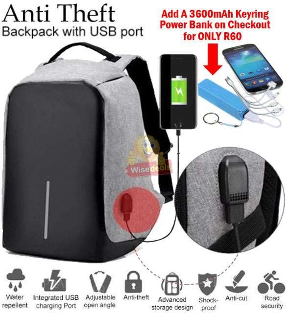 Anti-Theft Backpack with USB Interface and Fully Concealed Zipper Design