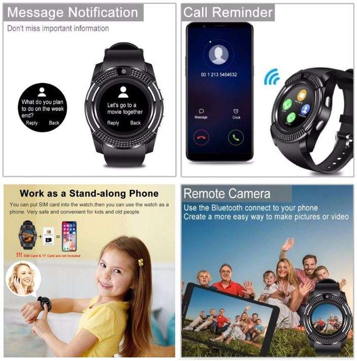 Professional Smart Watch Phone, SIM CARD, Bluetooth, Camera, Sleep Monitor, SD Card, Pedometer etc.