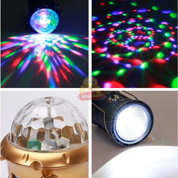 4-in-1 LED SOLAR Lantern, Flashlight, Stage Light & Power Bank with Build-in Rechargeable Battery