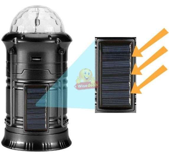 4-in-1 LED SOLAR Lantern, Flashlight, Stage Light & Power Bank with Build-in Rechargeable Battery