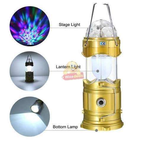 4-in-1 LED SOLAR Lantern, Flashlight, Stage Light & Power Bank with Build-in Rechargeable Battery