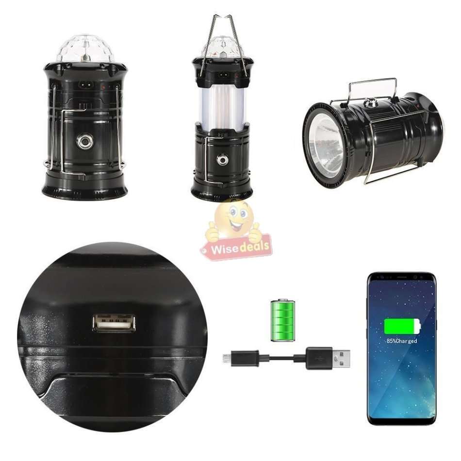 4-in-1 LED SOLAR Lantern, Flashlight, Stage Light & Power Bank with Build-in Rechargeable Battery