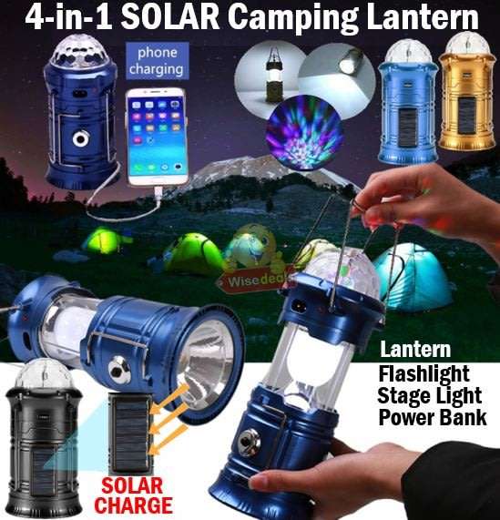 4-in-1 LED SOLAR Lantern, Flashlight, Stage Light & Mobile Power with Build-in Rechargeable Battery