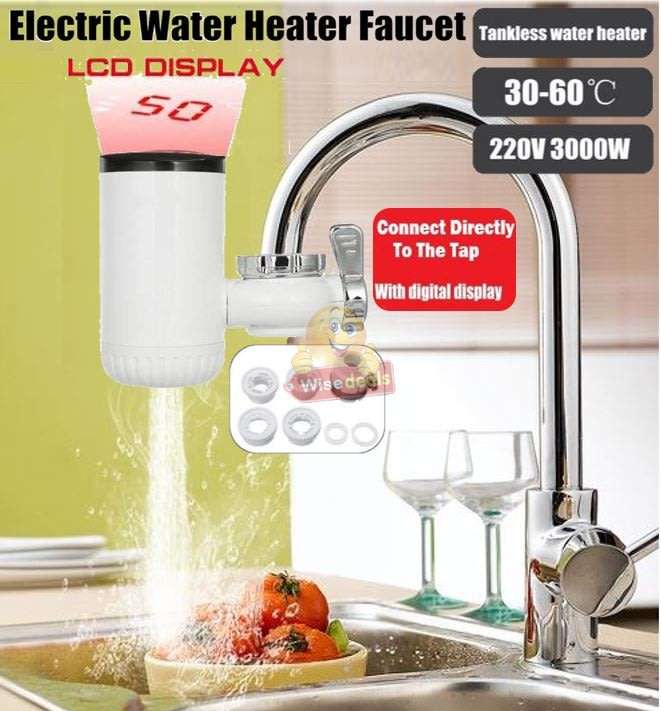 Electric Heating Faucet  Install Directly on to Your Tap, Include Faucet Adapters