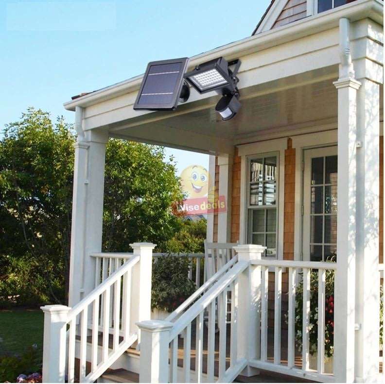 Super Bright 60 LED Solar Flood Light, 5M Wired Solar Panel & Mounting Kit