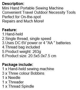 Portable Handy Stitch Electric Sewing Machine for Repairs On-the-Spot