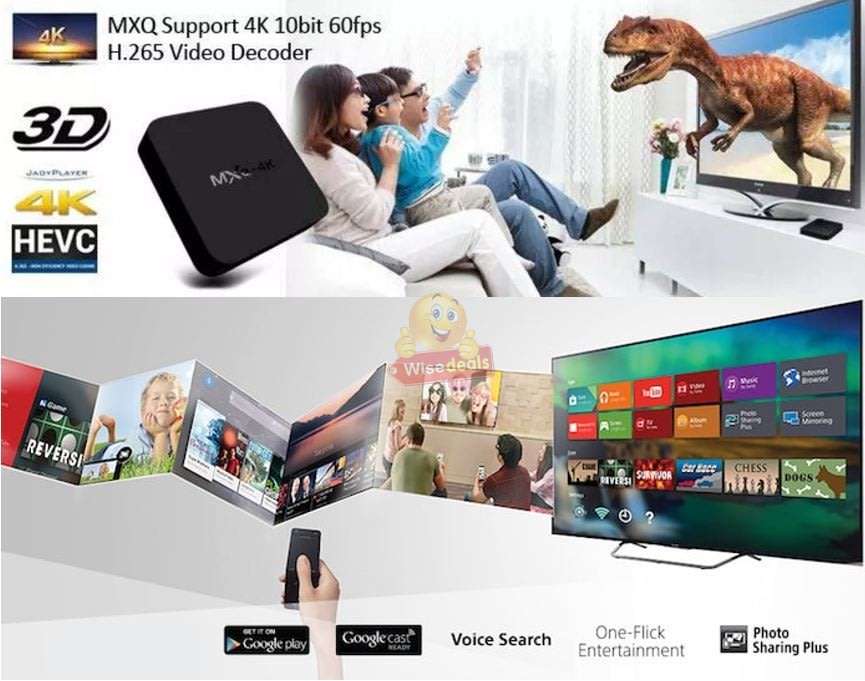 MXQ-4K Android 7.1 Smart TV Box Already Pre-loaded 2GB RAM & 16GB Memory