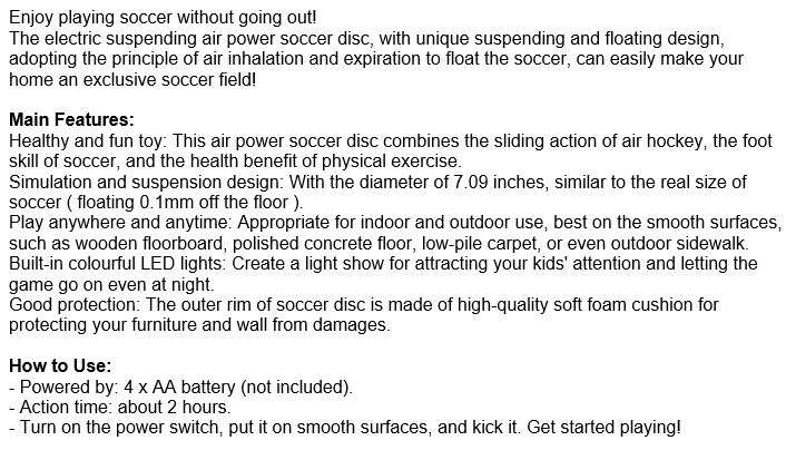 The Amazing Electric Air Suspension Football with Colourful LED Lights & Music