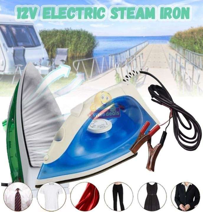12V Non-Stick Electric STEAM IRON - Ideal For Camping or Power Outage