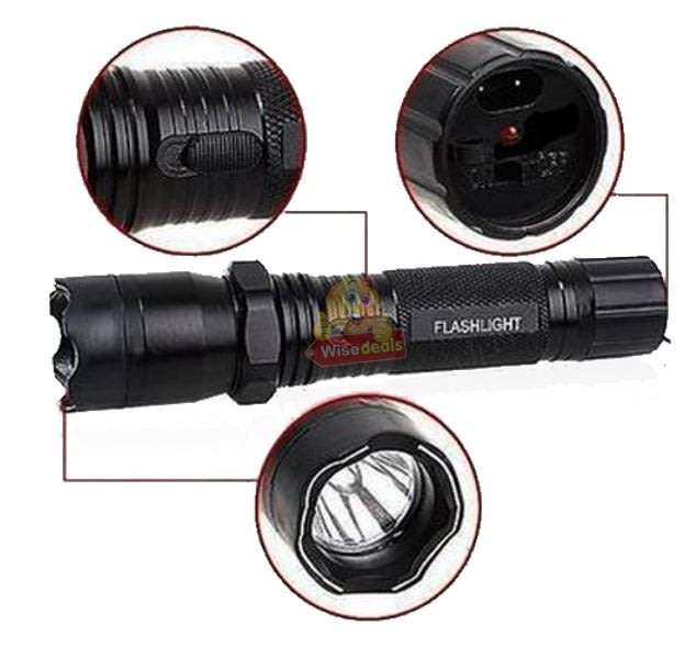 High Power Self Defense Electro Shock Stun Gun Flash Light with Built-in Rechargeable Battery
