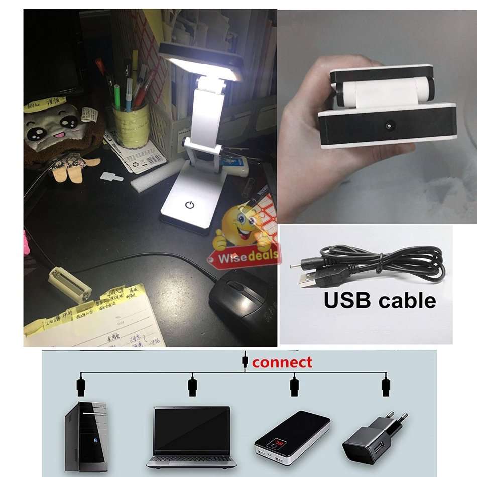 COB LED Rechargeable Folding Lamp with Sensitive Touch Brightness Control & Power Bank Phone Charger
