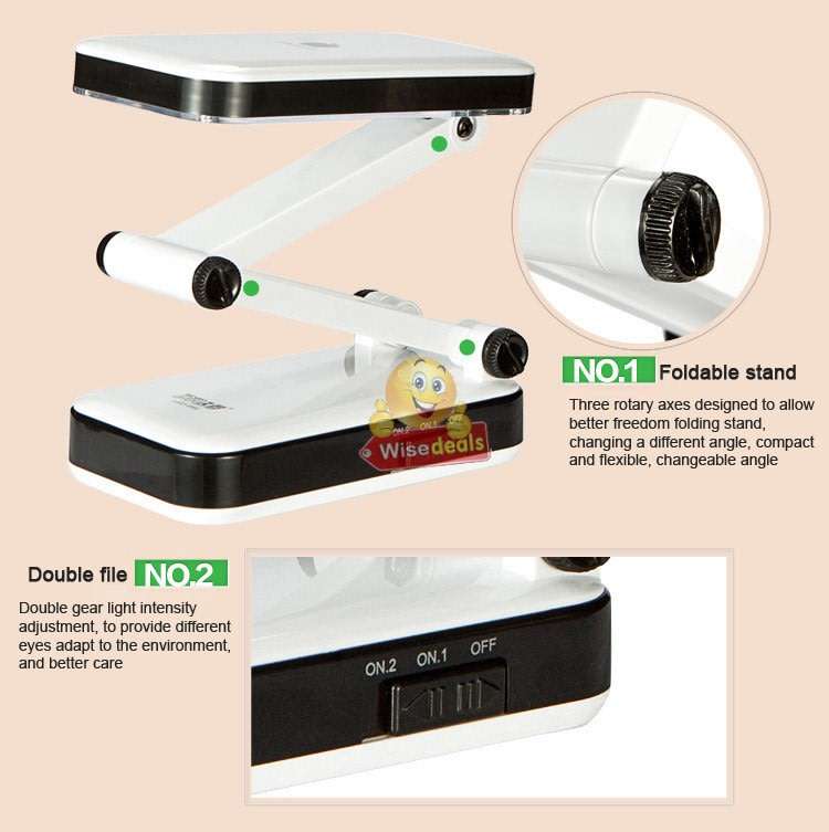 COB LED Rechargeable Folding Lamp with Sensitive Touch Brightness Control & Power Bank Phone Charger