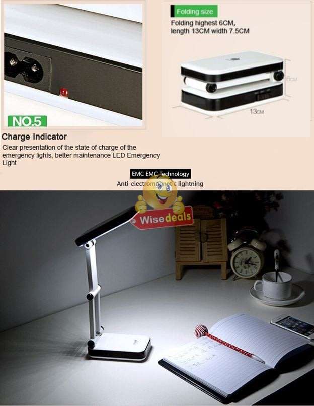 COB LED Rechargeable Folding Lamp with Sensitive Touch Brightness Control & Power Bank Phone Charger