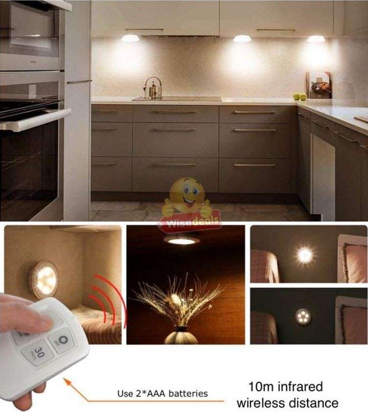 4 Piece Wireless, Adjustable, Multi-fnctional COB LED Light Set with Remote, Dimmer Control & Timer