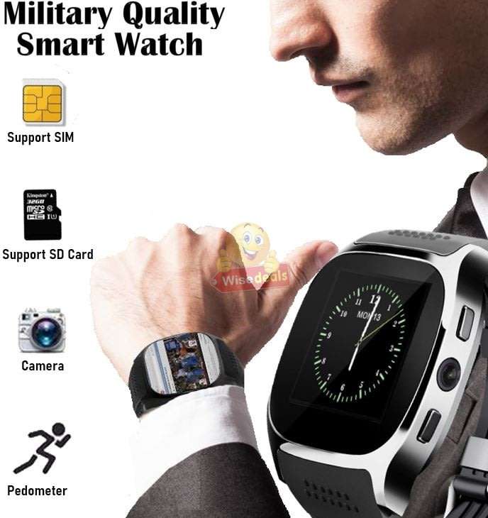 Military Quality Bluetooth Smart Watch with build-in Camera, Support SIM & SD Card, Pedometer & more