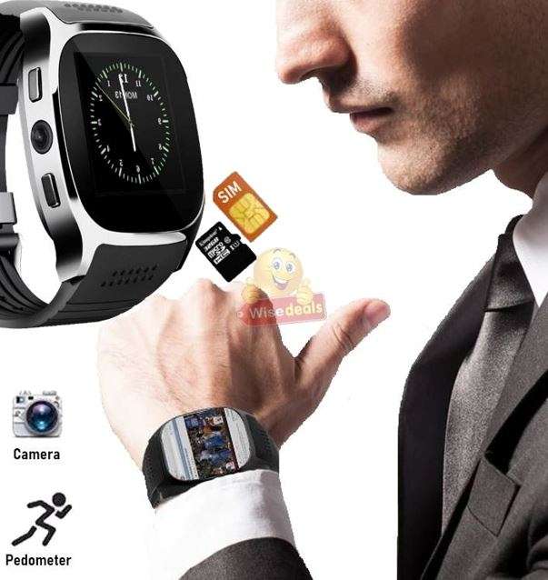 Military Quality Bluetooth Smart Watch with build-in Camera, Support SIM & SD Card, Pedometer & more