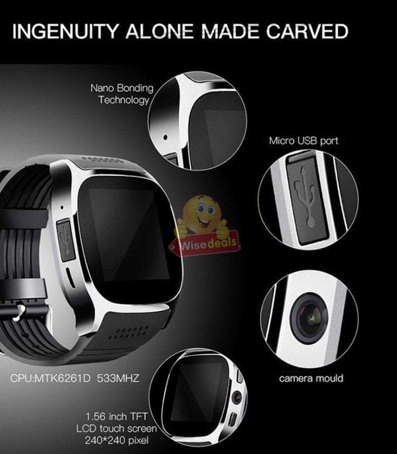 Military Quality Bluetooth Smart Watch with build-in Camera, Support SIM & SD Card, Pedometer & more