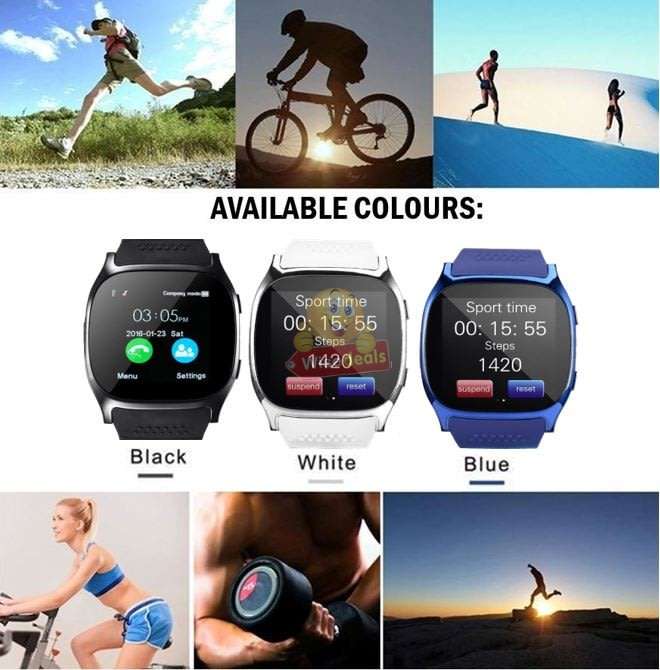Military Quality Bluetooth Smart Watch with build-in Camera, Support SIM & SD Card, Pedometer & more