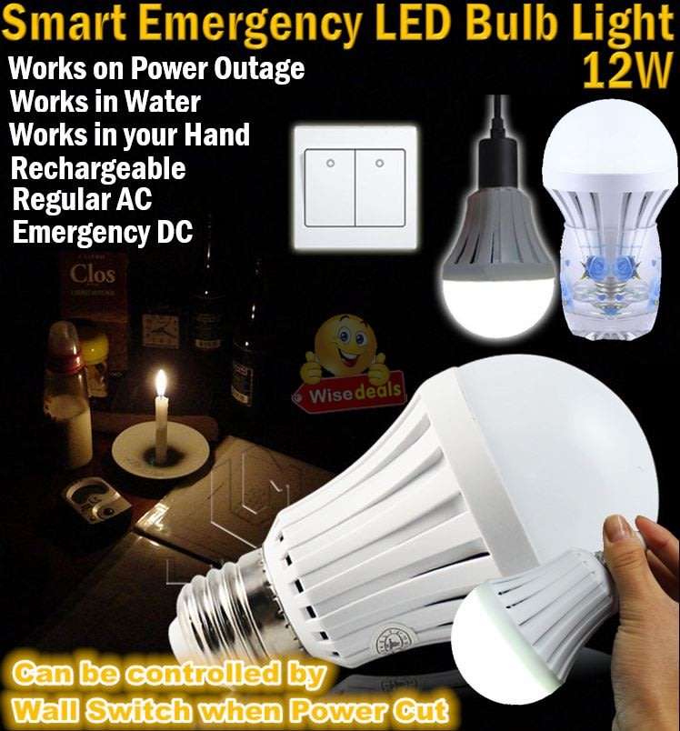 NEW Smart LED Bulb Light, Works on Power cuts, In Water, In your Hand, Regular AC, Emergency DC