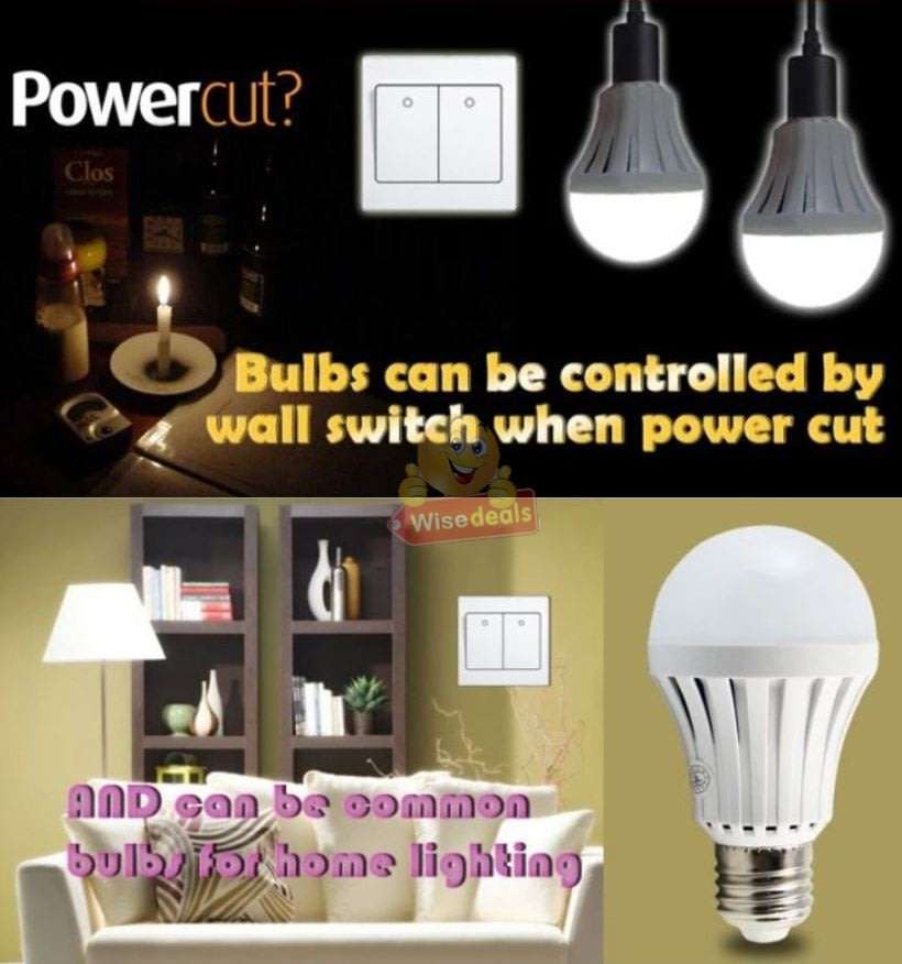 NEW Smart LED Bulb Light, Works on Power cuts, In Water, In your Hand, Regular AC, Emergency DC