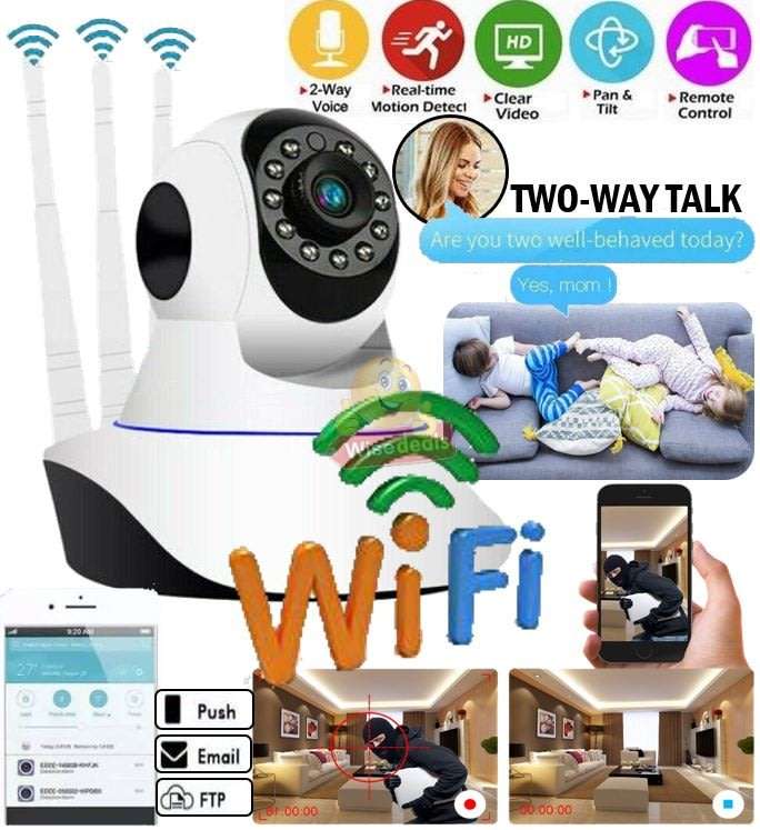 Three Antenna 1080P Wireless WIFI Surveillance IP Camera, Night Vision, Motion Detection etc.