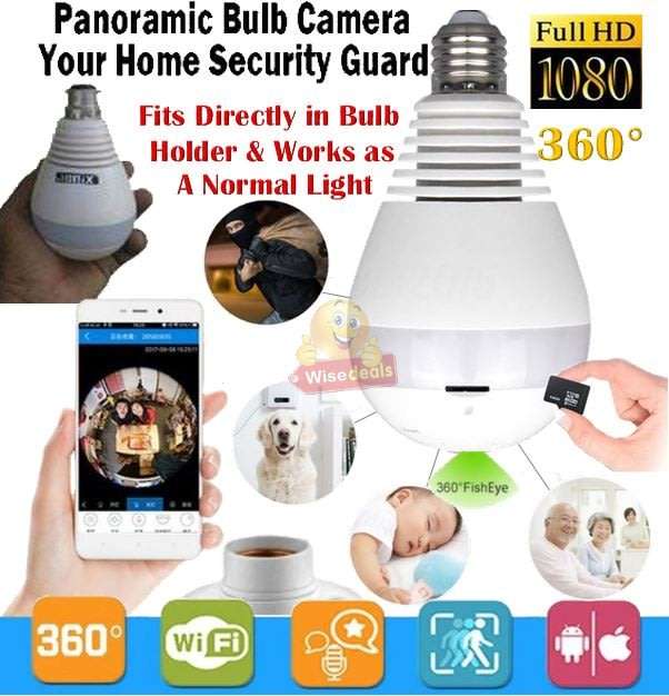 1080P WIFI Surveillance IP Bulb Light Camera, Night Vision, Motion Detection, Two-way Talk etc.
