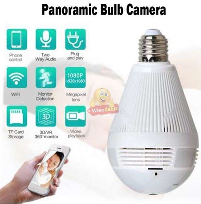 1080P WIFI Surveillance IP Bulb Light Camera, Night Vision, Motion Detection, Two-way Talk etc.
