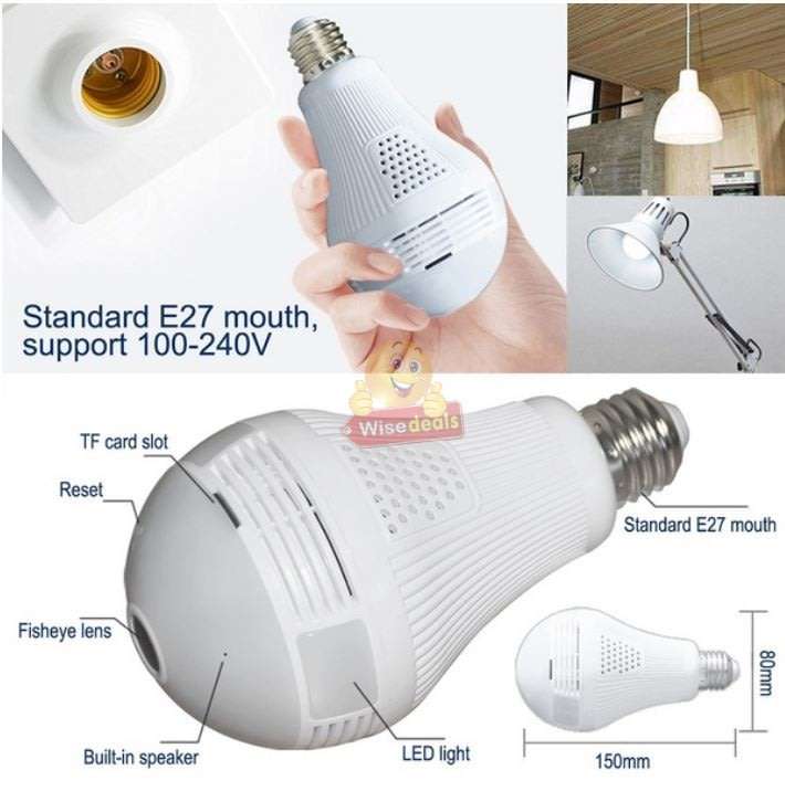 1080P WIFI Surveillance IP Bulb Light Camera, Night Vision, Motion Detection, Two-way Talk etc.