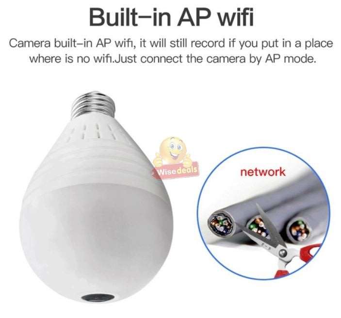1080P WIFI Surveillance IP Bulb Light Camera, Night Vision, Motion Detection, Two-way Talk etc.