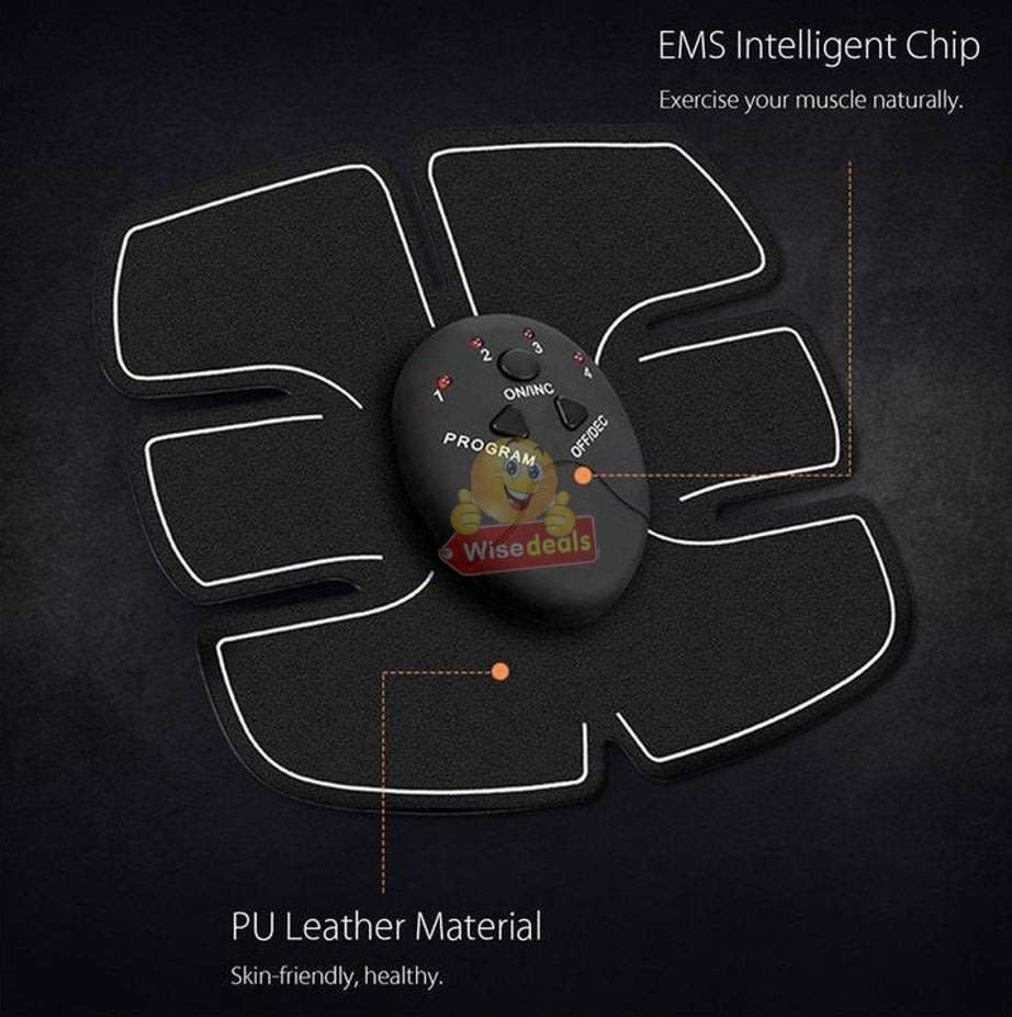 Home Gym - Wireless Electronic EMS 6 Pack Abs Muscle Simulator 6 Piece Kit with 5 modes