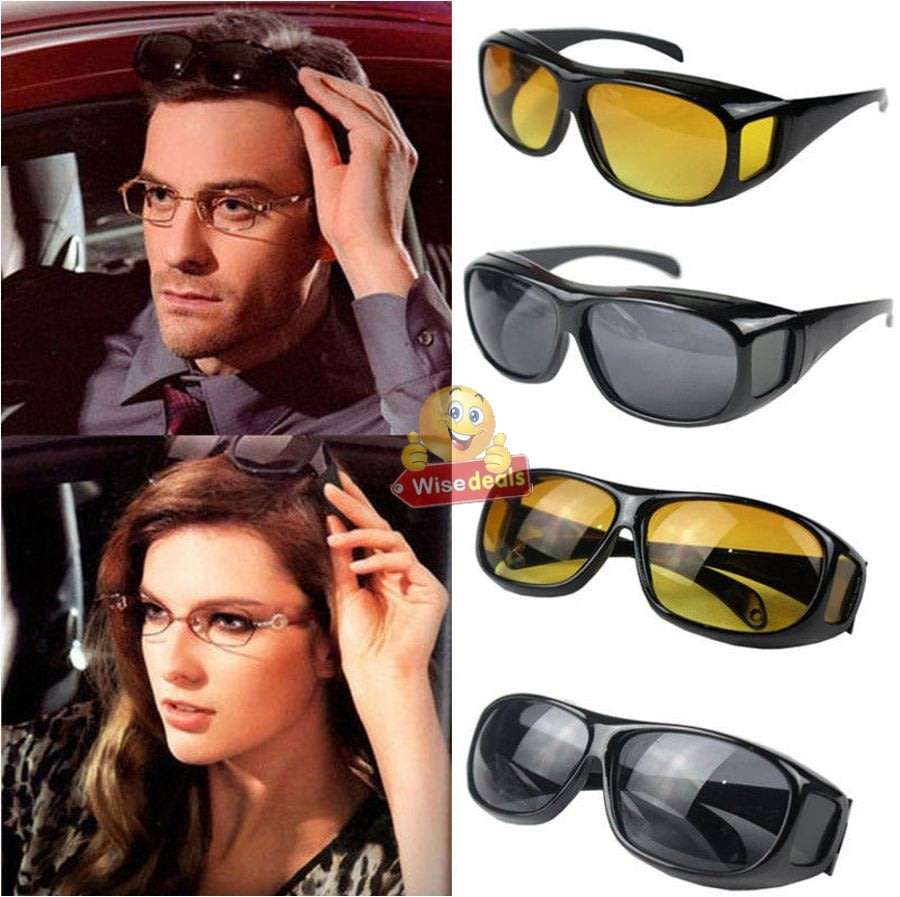 HD Vision Sunglasses, 1 pair for day and 1 pair for night - Fits Over Your Prescription Glasses
