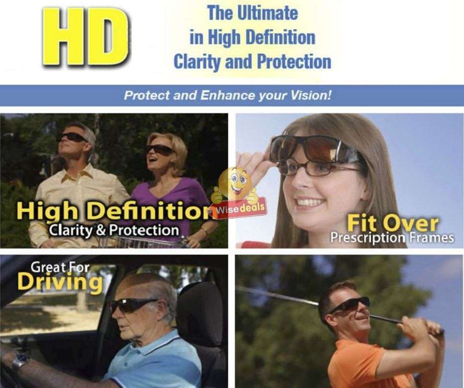 HD Vision Sunglasses, 1 pair for day and 1 pair for night - Fits Over Your Prescription Glasses