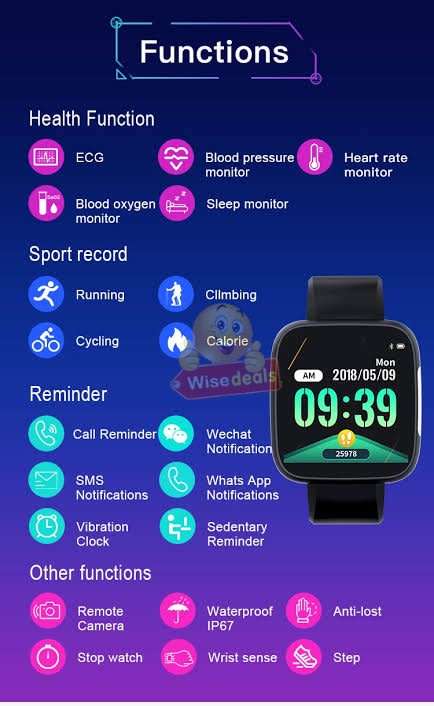 NEW BIGGER & BETTER Bluetooth Health Smart Watch - Monitor Heart Rate, Blood Pressure, Blood Oxygen