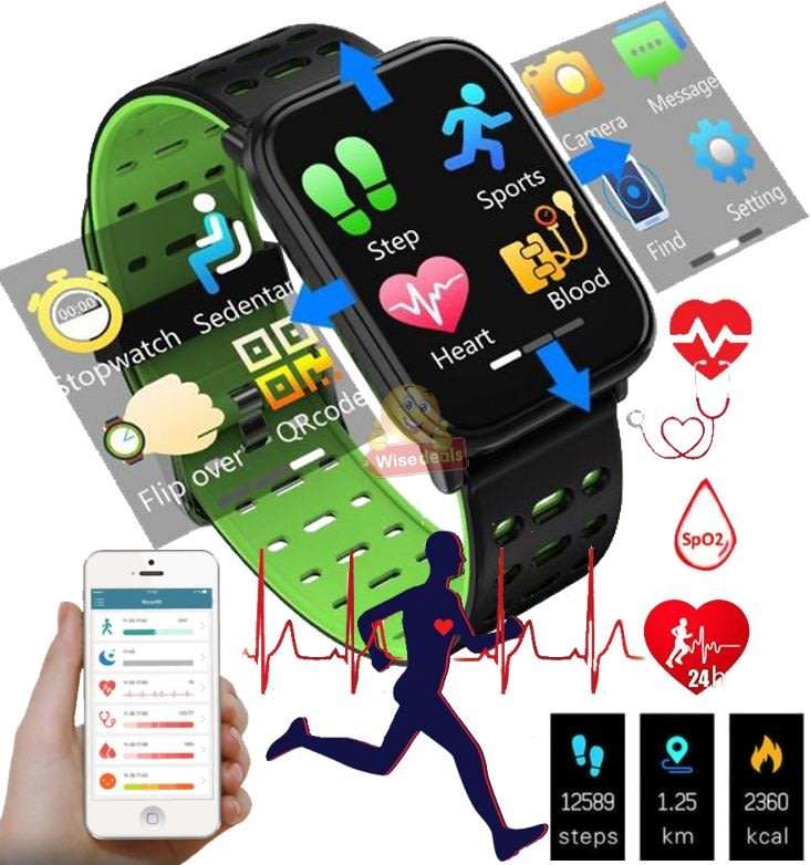 NEW BIGGER & BETTER Bluetooth Health Smart Watch - Monitor Heart Rate, Blood Pressure, Blood Oxygen