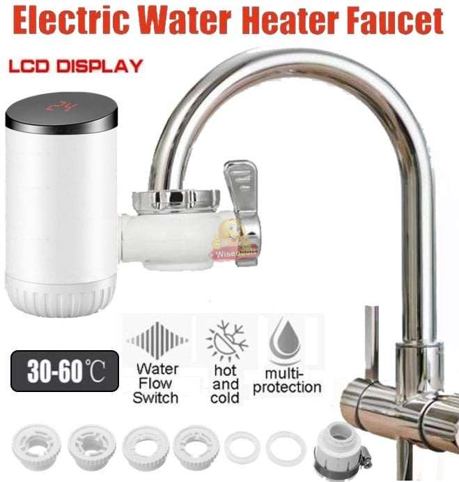 Electric Heating Faucet - 3 Seconds Hot Water, Fits Directly onto Your Tap, Include Faucet Adapters