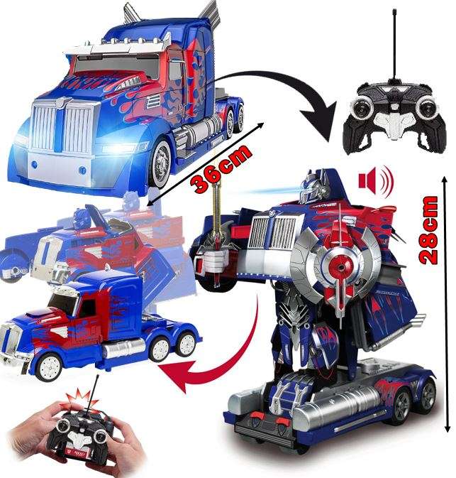2.4Ghz R/C Optimus Prime Transformer Robot Truck, Xenon lights, 360° turn, one-key deformation