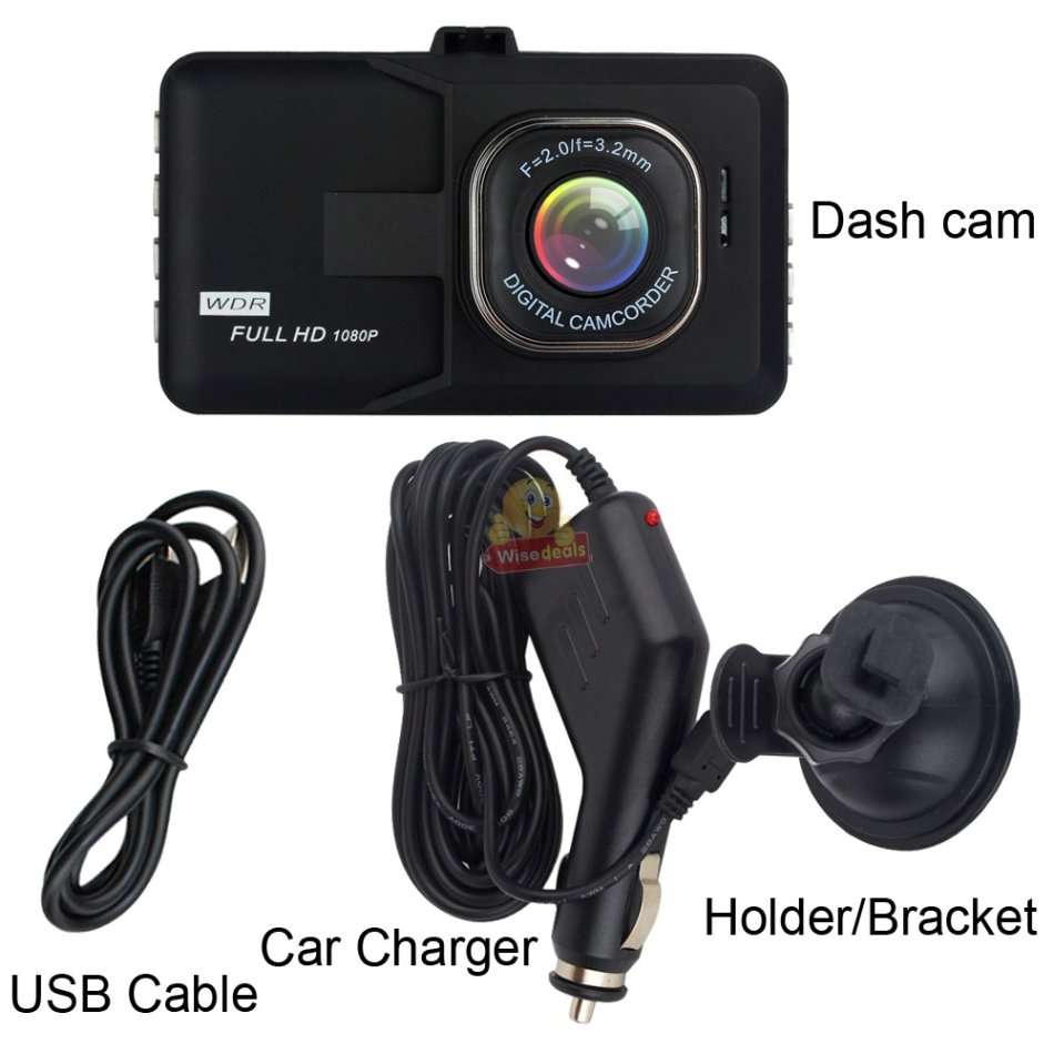 3 Inch HD Car Camera & Recorder with G-Sensor, Loop Recording, Motion Detection etc.