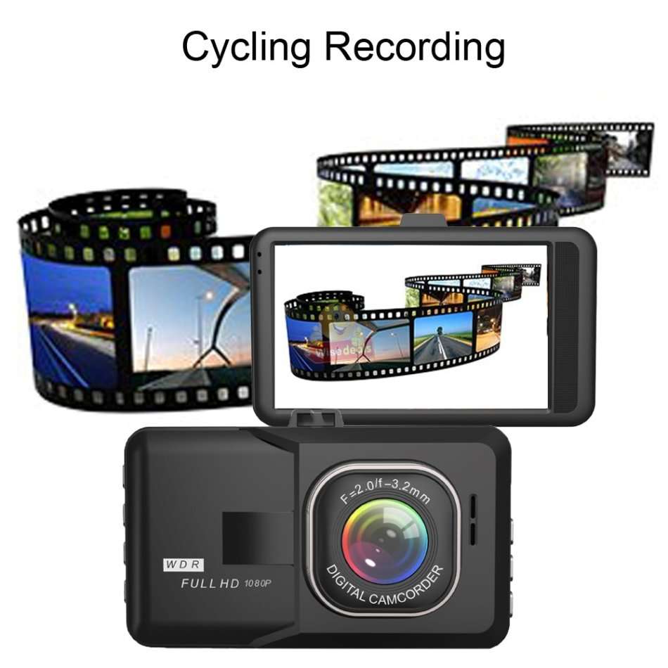 3 Inch HD Car Camera & Recorder with G-Sensor, Loop Recording, Motion Detection etc.