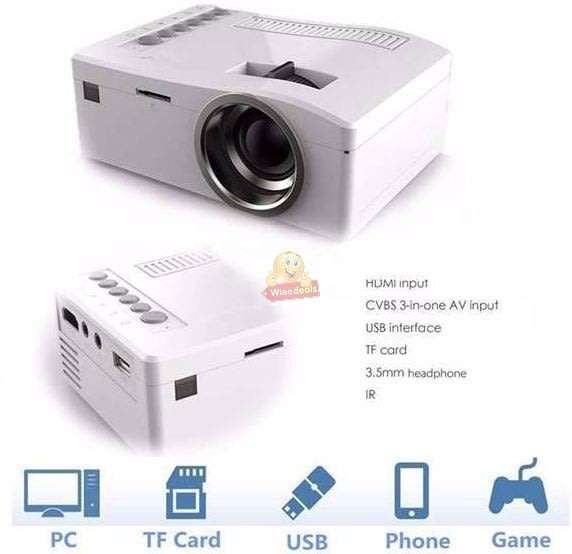 HD 1080P Multimedia Projector & Home Theater Cinema & Remote - AV, TV, VGA, HDMI, USB, SD, WTC